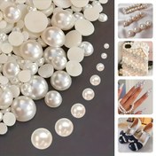 Resim 300/700 adet Yarım Yuvarlak 4mm ila 14mm Düz Arka Boncuk Parlaklık Gevşek Kaboşonlar Kendin Yap El Sanatları Kolyeler Bilezikler Takı Düğün Elbise Tırnak Sanatı Süslemeleri 