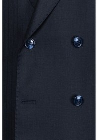 Resim İlayda Emir Luxury, İtalyan Kesim, Slim Fit, Kruvaze, Çizgili, Erkek Takım Elbise Antrasit - Lacivert 