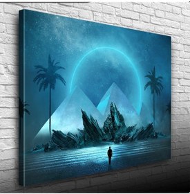 Resim Geleceğin Gece Betimlenmesi , Mavi Tonlarda Kanvas Tablo 50 X 70 