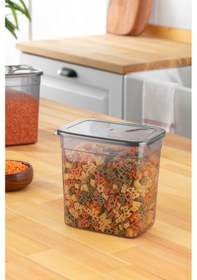 Resim 6'lı Etiketli Jumbo Boy Dikdörtgen Erzak Saklama Kabı Seti 2000ml Antrasit 