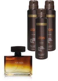 Resim FREE LOVE Leon Edp Erkek Parfüm 100 ml Ve Deodorant 150 ml 3 Adet 