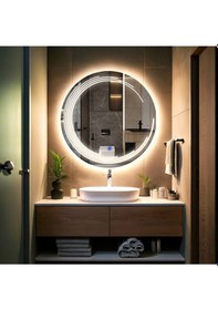 Resim Nova Led'li Kumlamalı Lavabo & Banyo Aynası Dokunmatik Sensörlü 80 X 80 Günışığı 