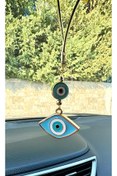 Resim Azrua Yaldızlı Açık Mavi Çekik Göz Şekilli Nazar Boncuklu Araba Ayna Süsü Araba Nazarlık Nazar Koruması 