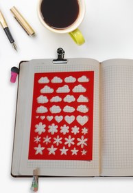 Resim Karmelom Studio Bullet Journal Şekilli Çizim Şablon Cetvel - Bulut, Kalp ve Çiçek Desenli Çizim Aracı 