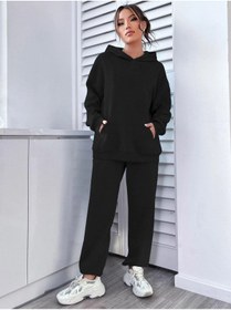 Resim LAND MODA Kadın Oversize Sweatshirt Eşofman Alt Üst Takımı 