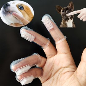 Resim Köpek Diş Fırçası, Kedi Diş Fırçası Seti - Köpek ve Yavru Temizleme için Parmak Tipi Diş Fırçası, Evcil Hayvan Diş Fırçaları 