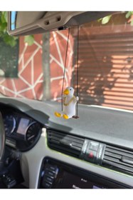 Resim 3dbaydesign 10 Adet Altın Zincirli Sallanan Ördek Yeni Trend Dikiz Ayna Süsü (beyaz Sarı) 