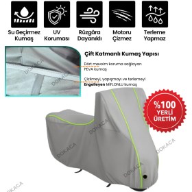 Resim Dokaca Neo Gri Neon Fitilli Kilit Uyumlu Kuba Raden 125 Uyumlu Motor Brandası, Koruyucu Örtü 