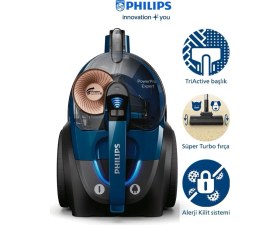 Resim Philips Turbo Başlıklı Torbasız Süpürge, Olağanüstü Çekiş Gücü - Hepa Filtreli 7000 Serisi Powerpro Max Triactive Başlıklı Yüksek Performanslı Toz Torbasız Elektrikli Süpürge FC9749+TURBO 