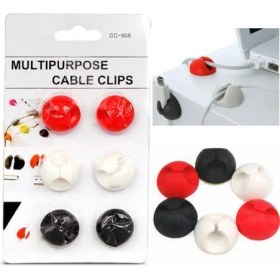 Resim Yapışkanlı Kablo Sabitleyici Düzenleyici 6'lı Paket (2 Beyaz-2 Kırmızı-2 Siyah) 