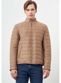 Resim İmza Sütlü Kahverengi Suni Deri Hakim Yaka Düz Yırtmaçsız Tam Astar Slim Fit Casual Deri Mont 1038245150 Sütlü Kahverengi 