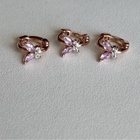 Resim Ceren Pembe Kelebek 4 Mm Tragus Halka Piercing | Cerrahi Çelik 