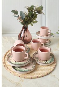 Resim Keramika Pink Woods Stackable Çay Takımı 12 Parça 6 Kişilik 22641 