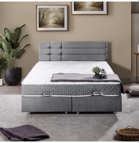 Resim Viyana Çift Kişilik Baza Başlık Letto Yatak Seti - Gri 160 x 200 