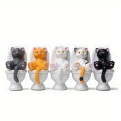 Resim 1 Adet Kawaii Çömelmiş Tuvalet Kedisi Figürü - 4 Renk Seçeneği ile Reçine Miniatur Masa Dekoru (Siyah, Beyaz, Turuncu, Gri) - Sevimli Ev Ofis Raf Süsü, Elektrik Gerektirmez, Tuvalet İçin Dekorasyon, Bayramlık Süsleme, Eğlenceli Tasarım, Detaylı Heykel, Yenilikçi Aksesuar, Hediye Alışverişi 
