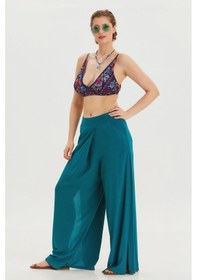 Resim Los Banditos Fermuar Detaylı Cepli Kadın Yüksek Bel Pantolon Petrol 