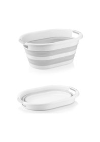 Resim 38 Lt. Mega Boy Katlanır Çamaşır Sepeti Çamaşır Selesi Gri-beyaz 