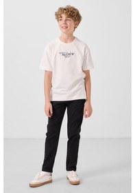 Resim Tommylife Ekru Pamuklu Yumuşak Dokulu Oversize Baskılı Erkek Çocuk T-shirt - 11285 Ekru 