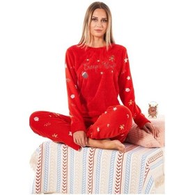 Resim Estiva Desenli Günlük Peluş Polar Bayan Pijama Takım (555360234) 