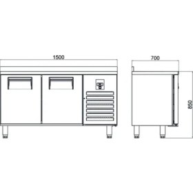 Resim Galleyz Tezgah Tip Dondurucu - 2 Kapılı - 150X70X85 cm 