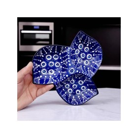 Resim Sharp & Art Seramik Kahvaltılık, Sosluk, Çerezlik ve Sunum Tabağı, 3 Bölmeli Elişlemesi 