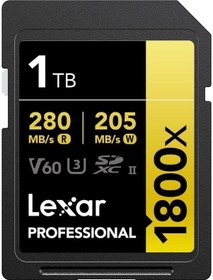 Resim Lexar Professional LSD1800001T-BNNNG 1 TB 1800X 280 MB/s 4K V60 UHS-II SDXC Hafıza Kartı Gold 