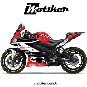 Resim Yamaha R25 Kırmızı Ferrari Sticker Tasarım 