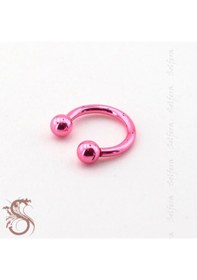 Resim Parlak Pembe Top Uçlu Yarım Halka Kaş Piercing P386 