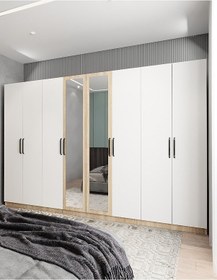 Resim Terra 8 Kapaklı Dolap Gardırop Meşe Beyaz 