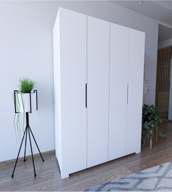 Resim VM VERTEX MOBİLYA Monza 4 Kapılı Beyaz Gardırop Dolap 120 Cm Vm30, 180 Cm 