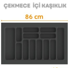 Resim Çekmece İçi Kaşıklık Ve Kepçelik Düzenleyici Antrasit 86x49 Cm 78,5x40 Cm Kadar Kesilebilir Antrasit 