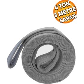 Resim Sapan Polyester Spanzet 4 Ton 5 Metre Gri Sağlam Yük Kaldırma Taşıma Indirme Halat 