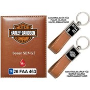 Resim Plakanıza Özel Harley Davıdson Logolu Taba Ruhsat Kabı Ve Anahtarlık 