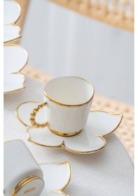 Resim Acar Joyce 2 Kişilik Standlı Kahve Fincan Takımı Gold - 90 Ml Beyaz/gold 