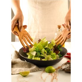 Resim PremiumPort El Yapımı Zeytin Ağacı Salata Servis Çatalı 15X9 cm 