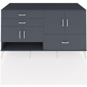 Resim Kronos Konsol 3 Raflı 3 Çekmeceli 4 Kapaklı 176x59x99 Antrasit-an Antrasit-antrasit 