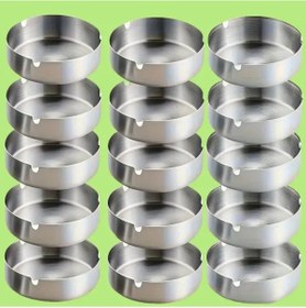 Resim Xuweiwei 15 Parça Paslanmaz Çelik Gümüş Rengi Taşınabilir Kül Tablası Seti Yüksek Kalite Hediye 