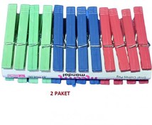 Resim Hagiki (2 Adet) 24 Lü Plastik Mandal Çamaşır Mandalı ( 2 Adet) 