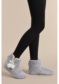 Resim Kadın Panduf Kışlık Ev Botu Ev Ayakkabısı Su Yolu Velsoft Sessiz Taban Gri 