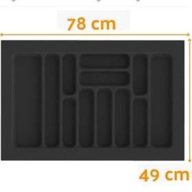 Resim Çekmece İçi Kaşıklık Ve Kepçelik Düzenleyici Antrasit 78x49 Cm 69x40 Cm Kadar Kesilebilir Antrasit 