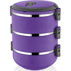 Resim Mobgift Yeni Renk Mor 3 Katlı Yemek Termosu Sefer Tası 2,25 lt 
