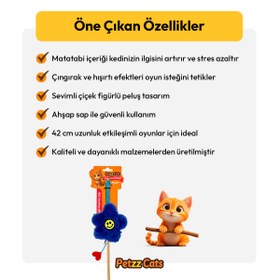Resim PetzzCats Flower Matatabi ve Çıngırak Sesli Kedi Oltası Oyuncağı Mavi 42 Cm 