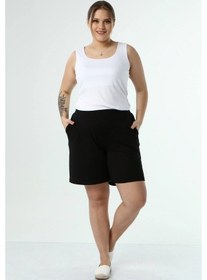 Resim Myline Beli Lastikli Cepli Penye Şort (490575781) 