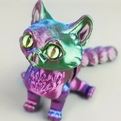Resim GREFAY 3D Baskılı Artiküle Edilmiş Eklemli Fantazi Kedi Süsü - Canlı Yeşil & Mor Tasarımlı Hareketli Figür, Noel, Cadılar Bayramı, Paskalya, Hanuka, Mezuniyet için Dayanıklı Plastik İç/Dış Mekan Dekoru - Elektrik Gerekmez, Kediler Dekorasyonu, İnce Detaylı, Elektriksiz Dekorasyon 