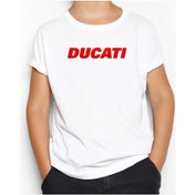 Resim Ducati Red Logo Beyaz Çocuk Tişört Beyaz 