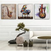 Resim Kanvas Tablo Müzik 3 Parça Set 60 