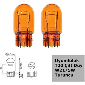 Resim 3 Tıkla WY21 Tip 5W Çift Duylu Turuncu Halojen Ampul 12V 2 Adet 