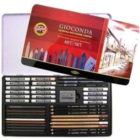 Resim Koh-I Noor Gioconda Karakalem Eskiz Seti Metal Kutu 39 Parça 