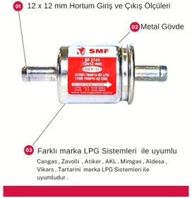 Resim SMF Lpg Otogaz Filtresi 12x12 Cangas , Zavolli , Atiker , Akl , Aldesa , Mimgas , Vikars Uyumlu 