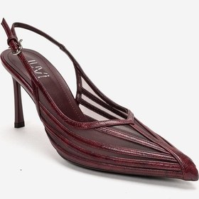 Resim Luvishoes Ylena Bordo Transparan File Detaylı Kadın İnce Topuklu Ayakkabı 
